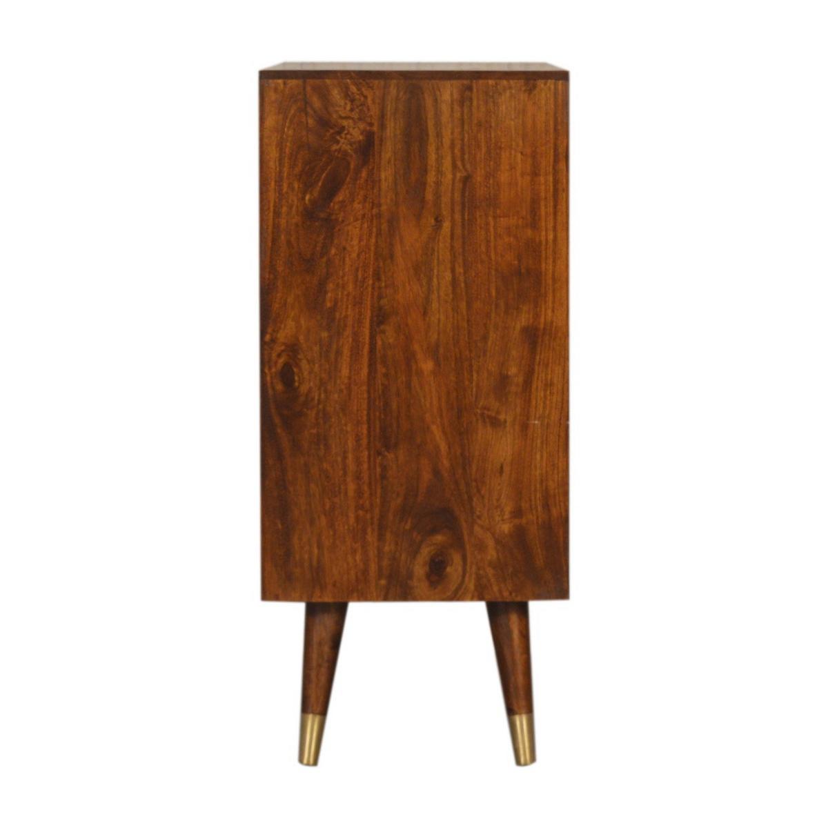 GOLDENER SCHRANK in einem reichen Kastanienholz-Finish, Nordische Beine, Gold und Braun - Messingfarben/Braun, Holz/Metall (75/80/35cm) - Artisan Furniture