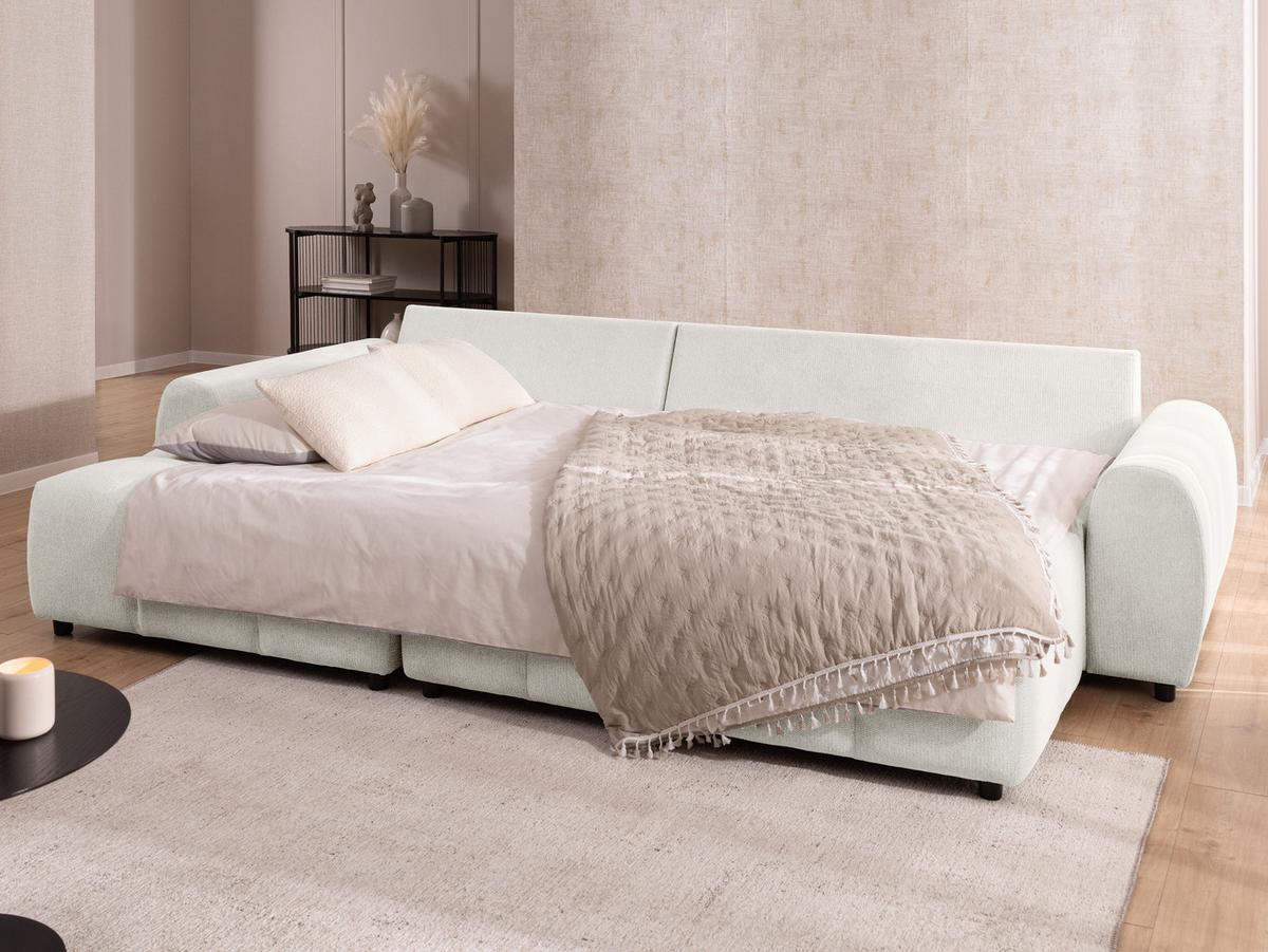 HOCKER Bubble mit Sitzfläche in Bubble-Optik aus weichem Creme Strukturstoff mit schöner Sitzkomfort - Creme/Schwarz, Holz/Kunststoff (147/42/74cm) - S-Style Möbel