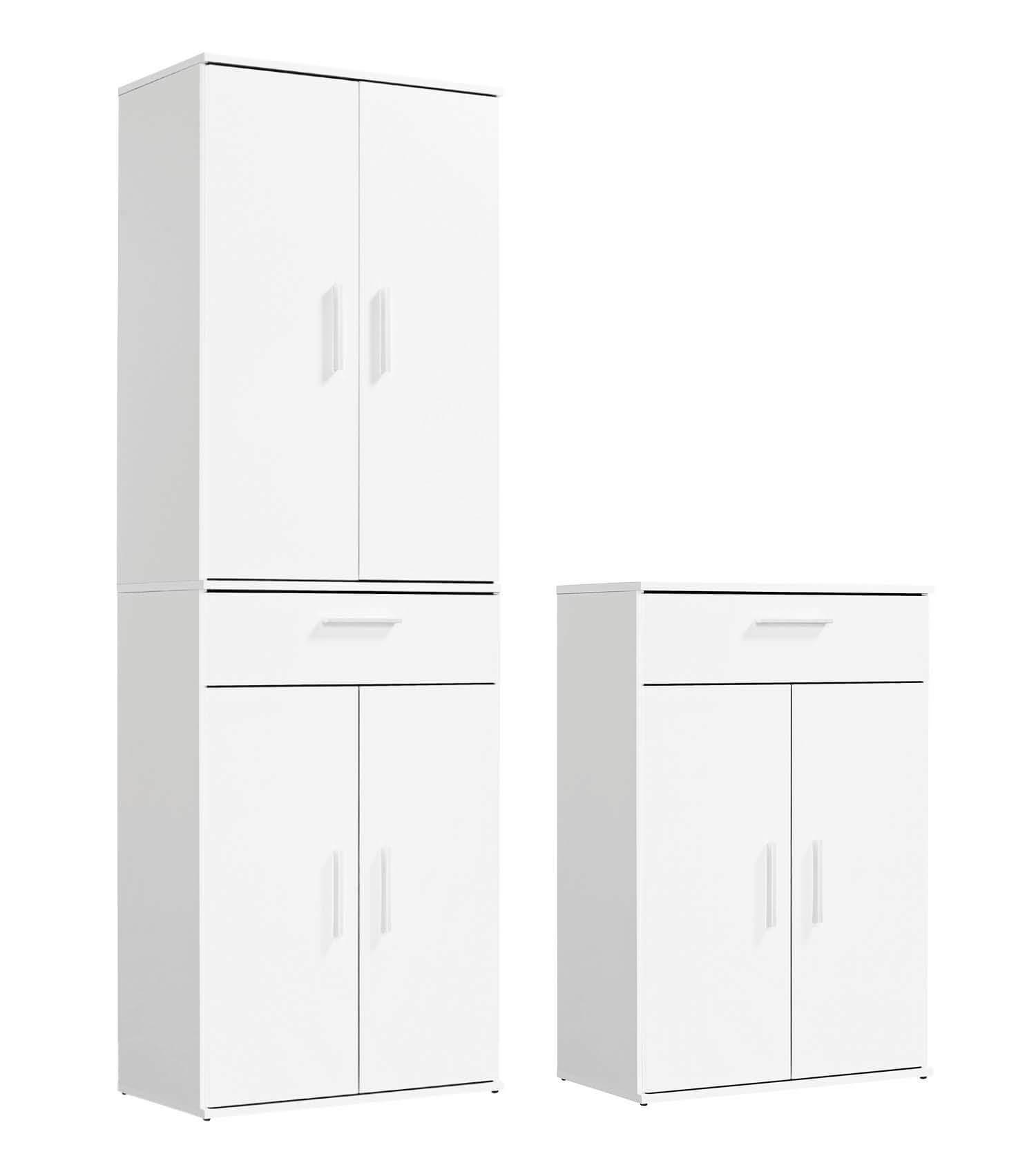 MEHRZWECKSCHRANK SET Der Allzweckwaffe - Silberfarben/Weiß, Holzwerkstoff (60/180/34cm) - Mokebo