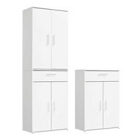 MEHRZWECKSCHRANK SET Der Allzweckwaffe - Silberfarben/Weiß, Holzwerkstoff (60/180/34cm) - Mokebo