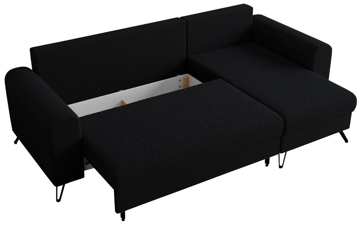 ECKSOFA Hugo Boucle Schwarz - Schwarz, Textil/Metall (242/140cm) - MKS