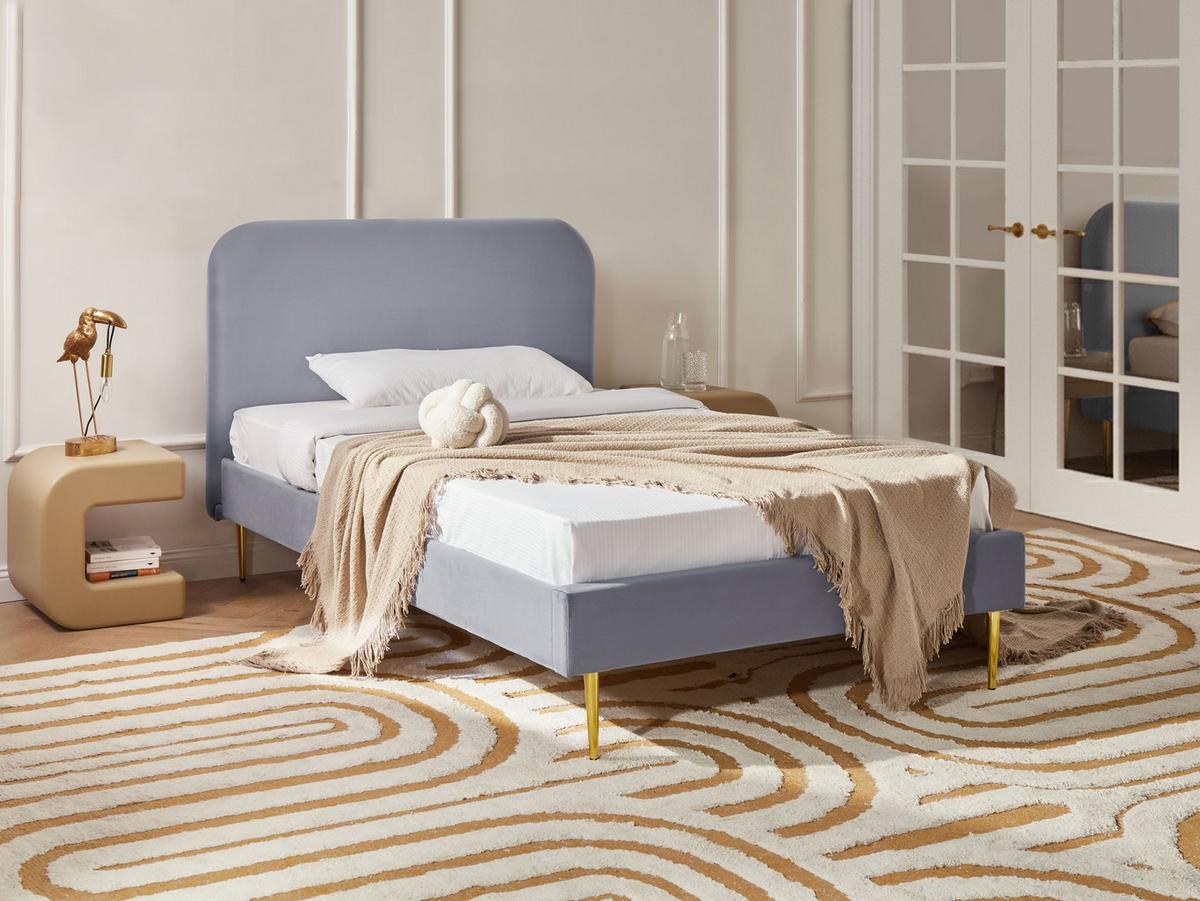 BETT mit Lattenrost 120/200 cm Samtstoff Grau Flayat - Grau, Textil (120/200cm) - Beliani