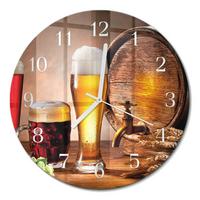 WANDUHR aus Glas Ø30 cm - Bierfass - Braun, Glas (30/30/0.4cm) - TULUP