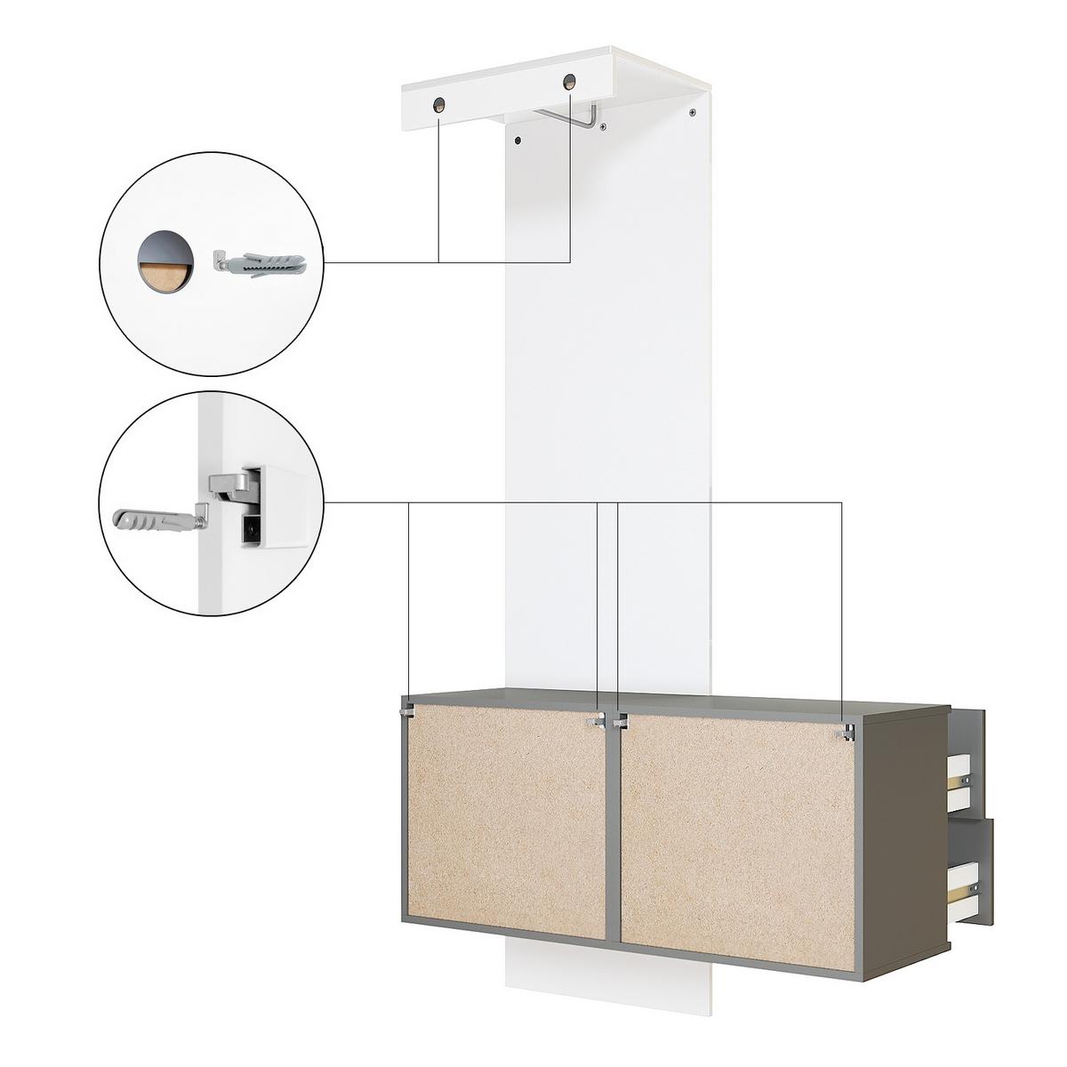 GARDEROBE Carlton Paneel in Eiche Nature - Eichefarben, Holzwerkstoff (105/193/35cm) - Vladon