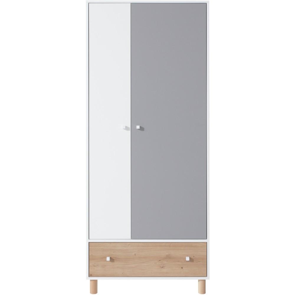 DREHTÜRENSCHRANK Figo für Jugendzimmer, mit 2 Türen und Schublade - Eiche Artisan/Weiß, Holz/Holzwerkstoff (80/50/190cm) - Beautysofa