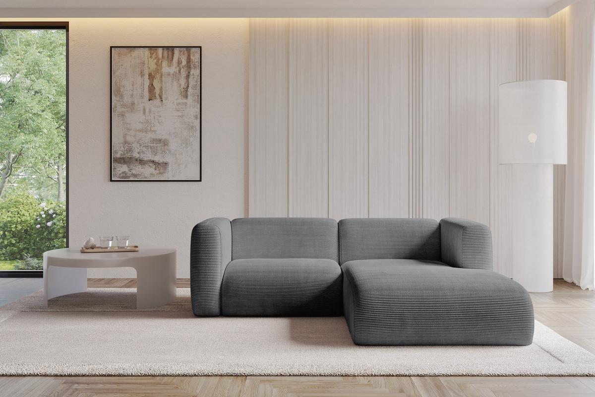 ECKSOFA Ottomane Rechts MIRA-L1 227x179x89 Dunkelgrau Cord - Dunkelgrau/Graphitfarben, Holzwerkstoff/Kunststoff (227/179cm) - ALTDECOR