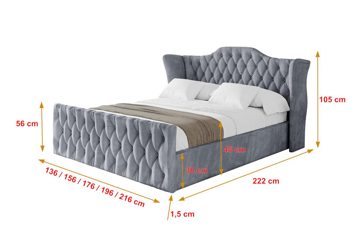 POLSTERBETT mit Bettkasten, Fußteil und Lattenrost, Boxbett mit Matratze H3/H4 - ZORAN-Z 120x200 Grau - Grau, Holzwerkstoff/Textil (120/200cm) - ALTDECOR