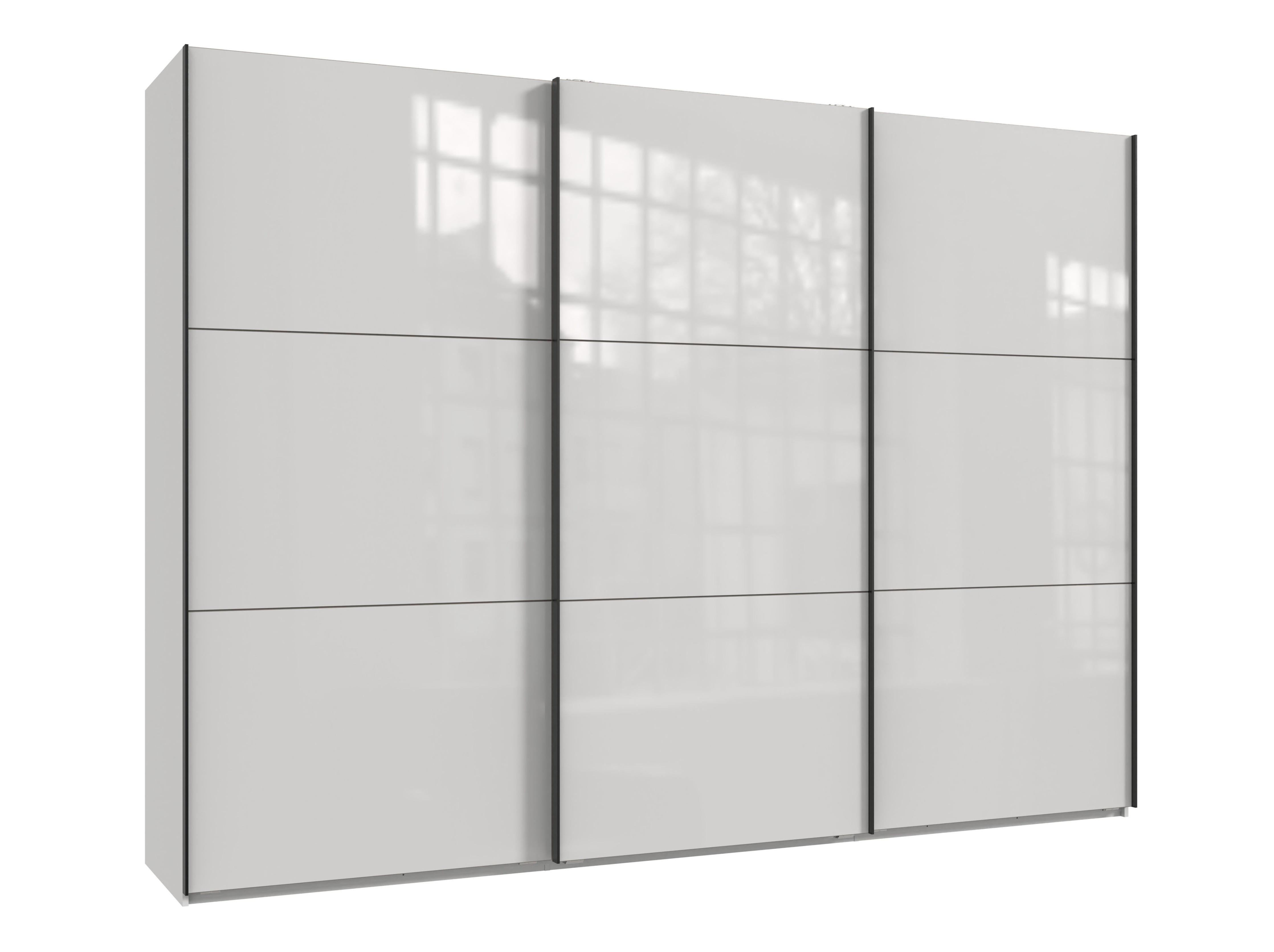 SCHWEBETÜRENSCHRANK 3-türig B300/H216/T65 cm in Weiß mit Glasfront, Kleiderschrank inkl. Vollausstattung / 22036 - Eichefarben/Weiß, Holzwerkstoff/Metall (300/216/65cm) - luma-home