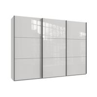 SCHWEBETÜRENSCHRANK 3-türig B300/H216/T65 cm in Weiß mit Glasfront, Kleiderschrank inkl. Vollausstattung / 22036 - Eichefarben/Weiß, Holzwerkstoff/Metall (300/216/65cm) - luma-home