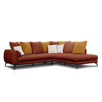 ECKSOFA CALME 5-Sitzer, dunkelorange und écru - Dunkelorange/Schwarz, Holz/Textil (294/229cm) - Wozimo