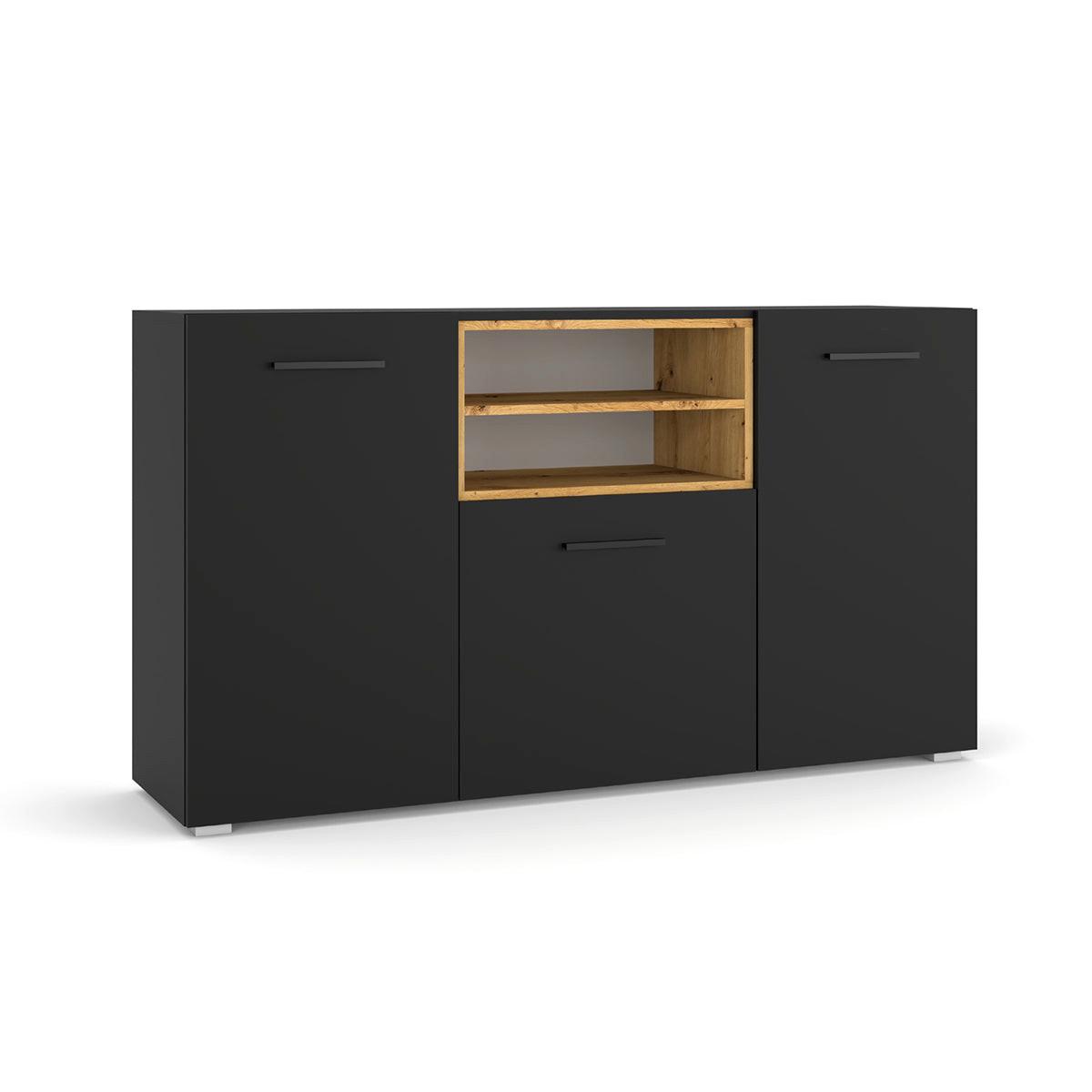 SIDEBOARD Ania Schwarz und Holz - Schwarz, Holzwerkstoff (151/86/44cm) - Petits-meubles