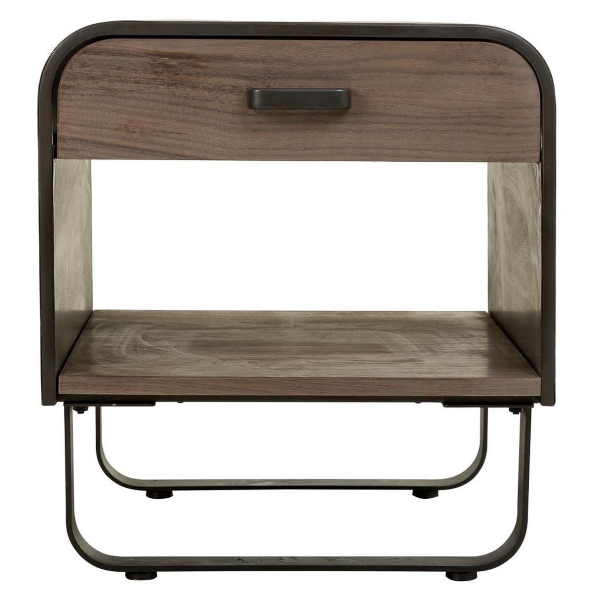 NACHTTISCH aus Metall und Holz, schwarz, 50x52x56cm - Braun, Holz (50/56/52cm) - Wanderlust