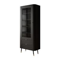 VITRINE SHADOW verglast mit Regalböden - Schwarz, Holzwerkstoff (78/192/40cm) - Lookway