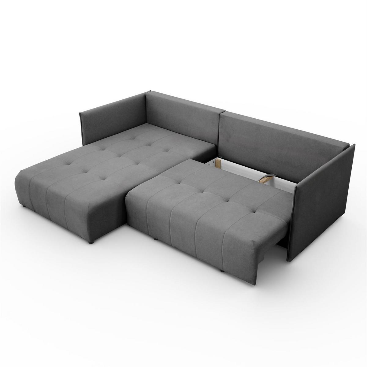 ECKSOFA APOLLO L mit Schlaffunktion und Bettkasten – linke Seite - Graphitfarben, Textil (246/188cm) - Lookway