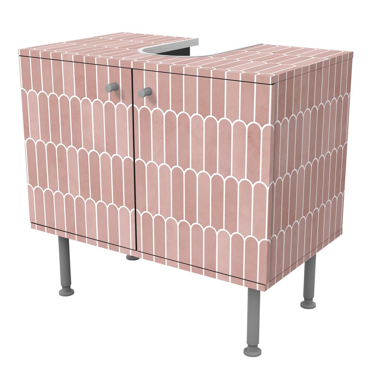 WASCHBECKENUNTERSCHRANK Fischschuppen Fliesen Rosa 60/55/35 cm - Rosa, Holzwerkstoff (60/55/35cm) - Bilderwelten