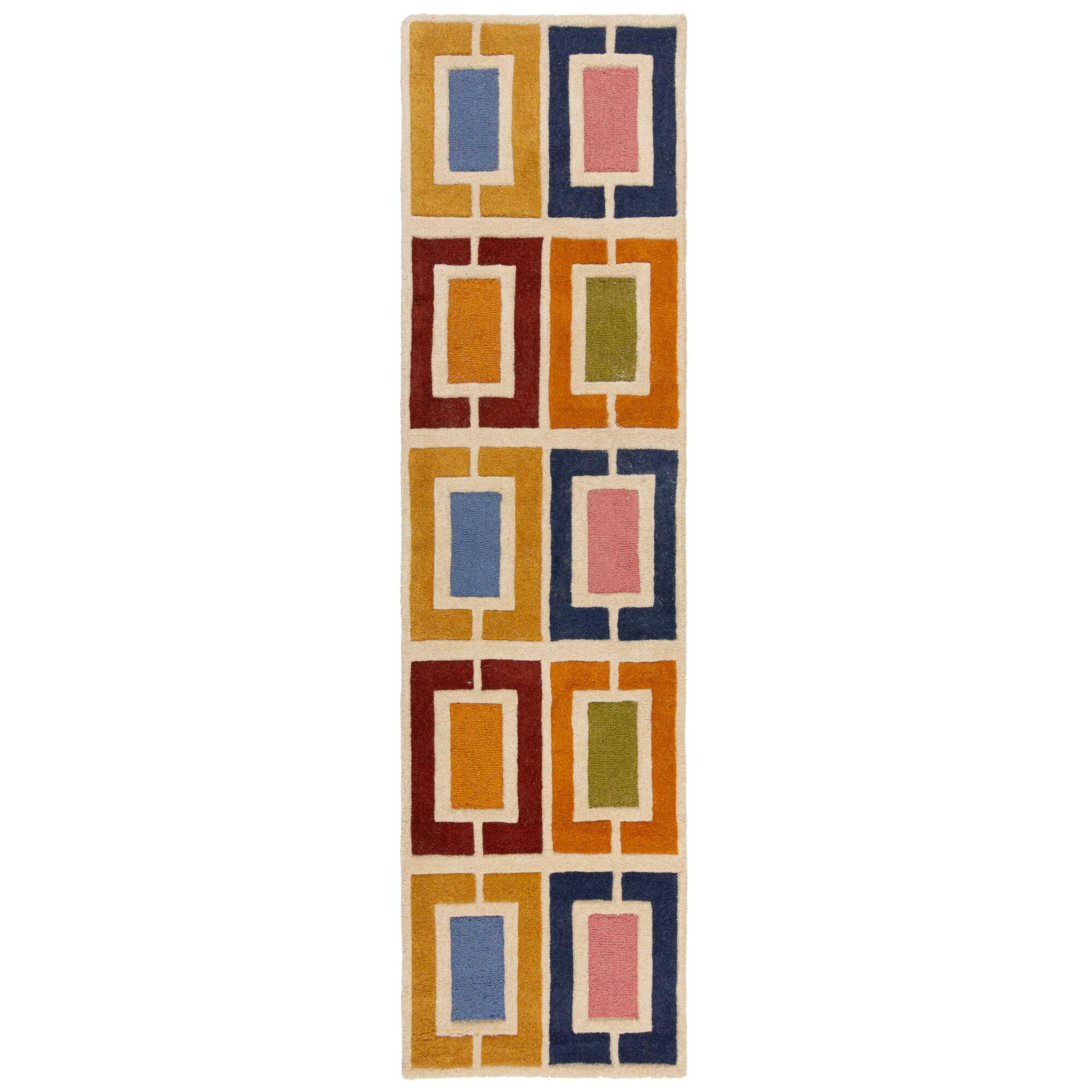 WOLLTEPPICH DERWENT, geometrisch, Orange-Bunt, 60 x 230 cm - Multicolor, Textil (60/230cm) - KADIMA DESIGN