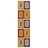 WOLLTEPPICH DERWENT, geometrisch, Orange-Bunt, 60 x 230 cm - Multicolor, Textil (230/60cm) - KADIMA DESIGN