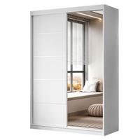 KLEIDERSCHRANK CAMARO II PLUS 150 cm mit Spiegel Schiebetürenschrank Weiß - Weiß, Holzwerkstoff (150/215/59cm) - Lookway