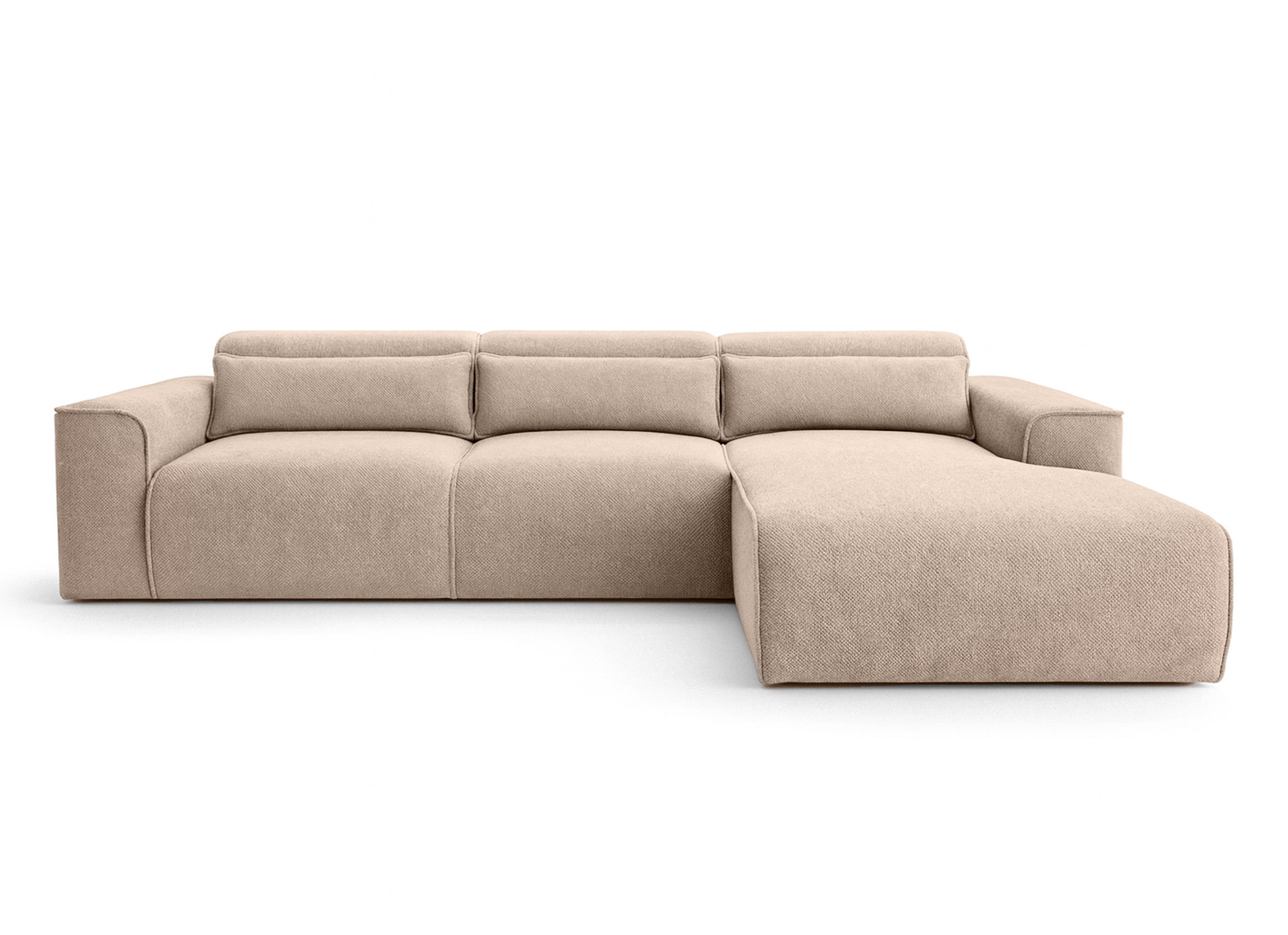 ECKSOFA L Form Ruyam Beige 310/165/78 cm – Schlaffunktion Rechts - Beige/Schwarz, Kunststoff/Textil (310/170cm) - AX Living