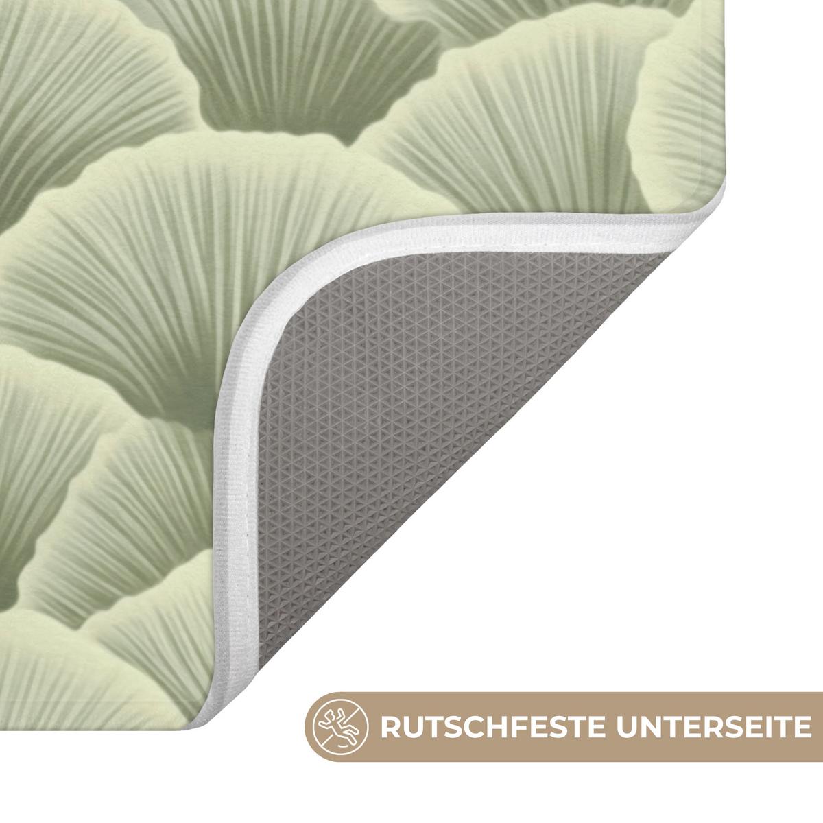 BADEMATTE Fächer - Blatt - Grün 60x40 cm - Pastellgrün, Textil (60/40cm) - OnlyWow