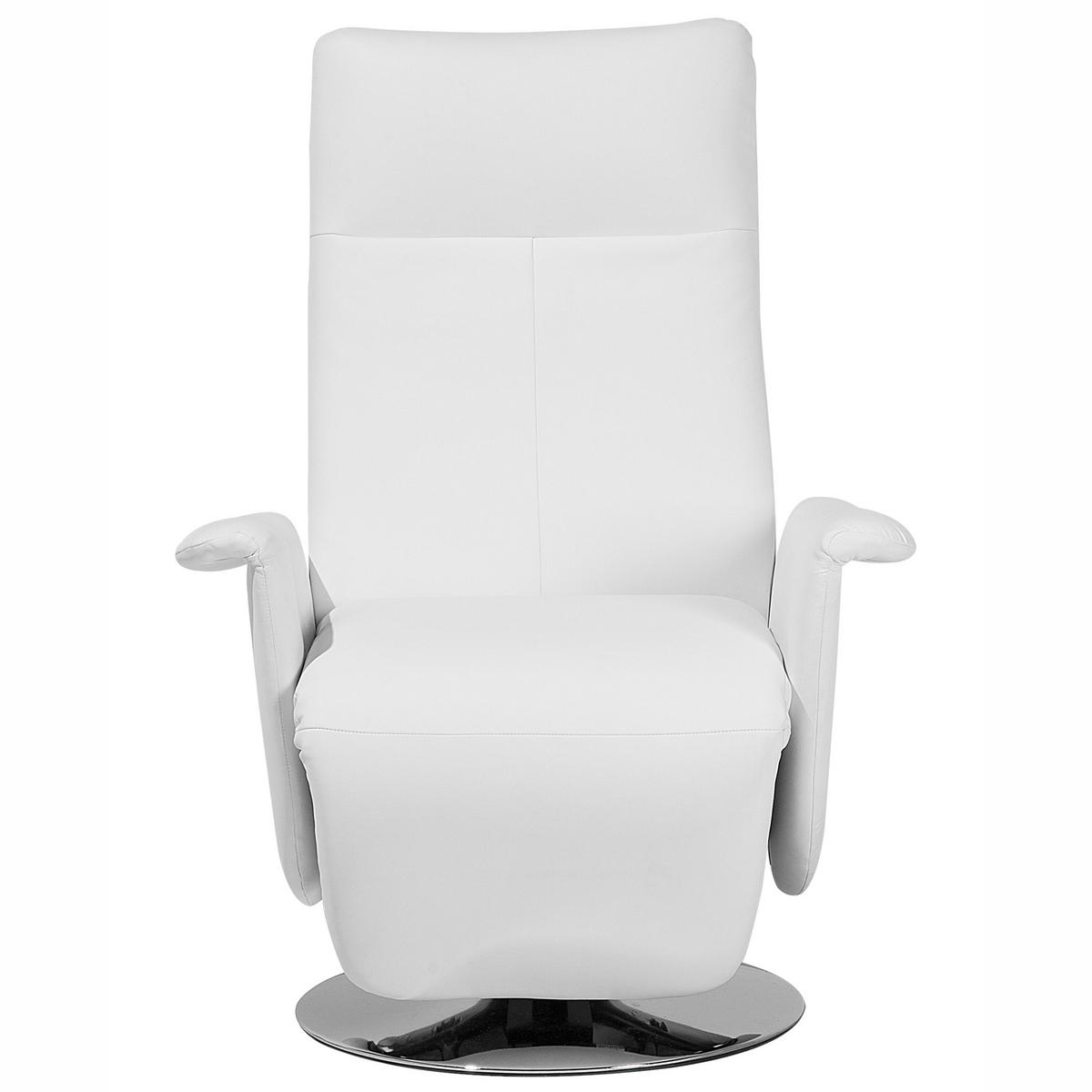 SESSEL Kunstleder Weiß elektrisch verstellbar Prime - Weiß, Textil/Metall (82/110/49cm) - Beliani