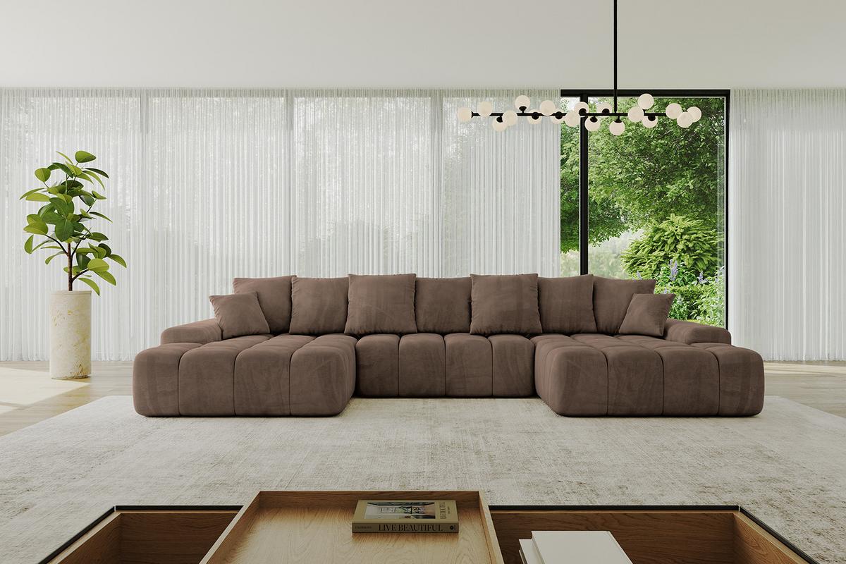 WOHNLANDSCHAFT ENSI-U - 353x164x69 cm Braun - Braun, Holzwerkstoff/Kunststoff (357/69/164cm) - ALTDECOR