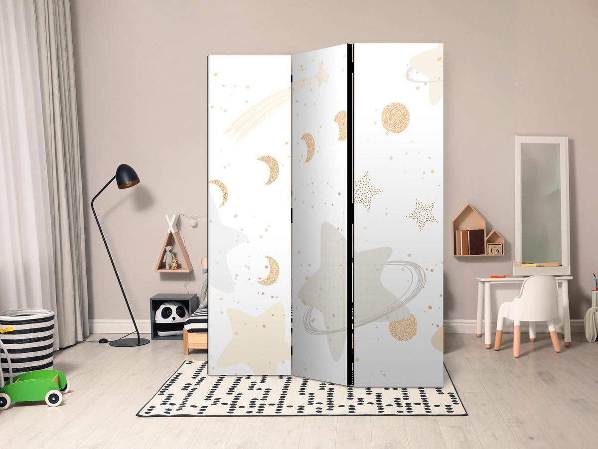 PARAVENT Akustik 3-tlg 135x172 cm Sterne Monde F r Kinder - Multicolor, Holz/Textil (135/172/3cm) - Muralo
