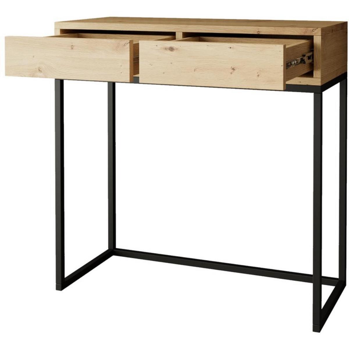 KONSOLENTISCH Lango 80/85/35 eiche Artisan mit schwarzen Matellbeinen - Schwarz/Eiche Artisan, Holzwerkstoff/Metall (35/80/85cm) - Beautysofa