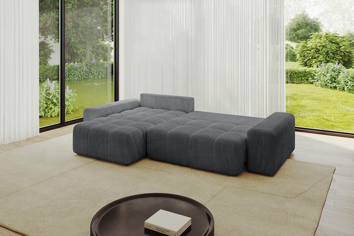 ECKSOFA Ottomane links ENIL-L 297x189x68 Dunkelgrau Cord - Dunkelgrau, Holzwerkstoff/Kunststoff (297/189cm) - ALTDECOR