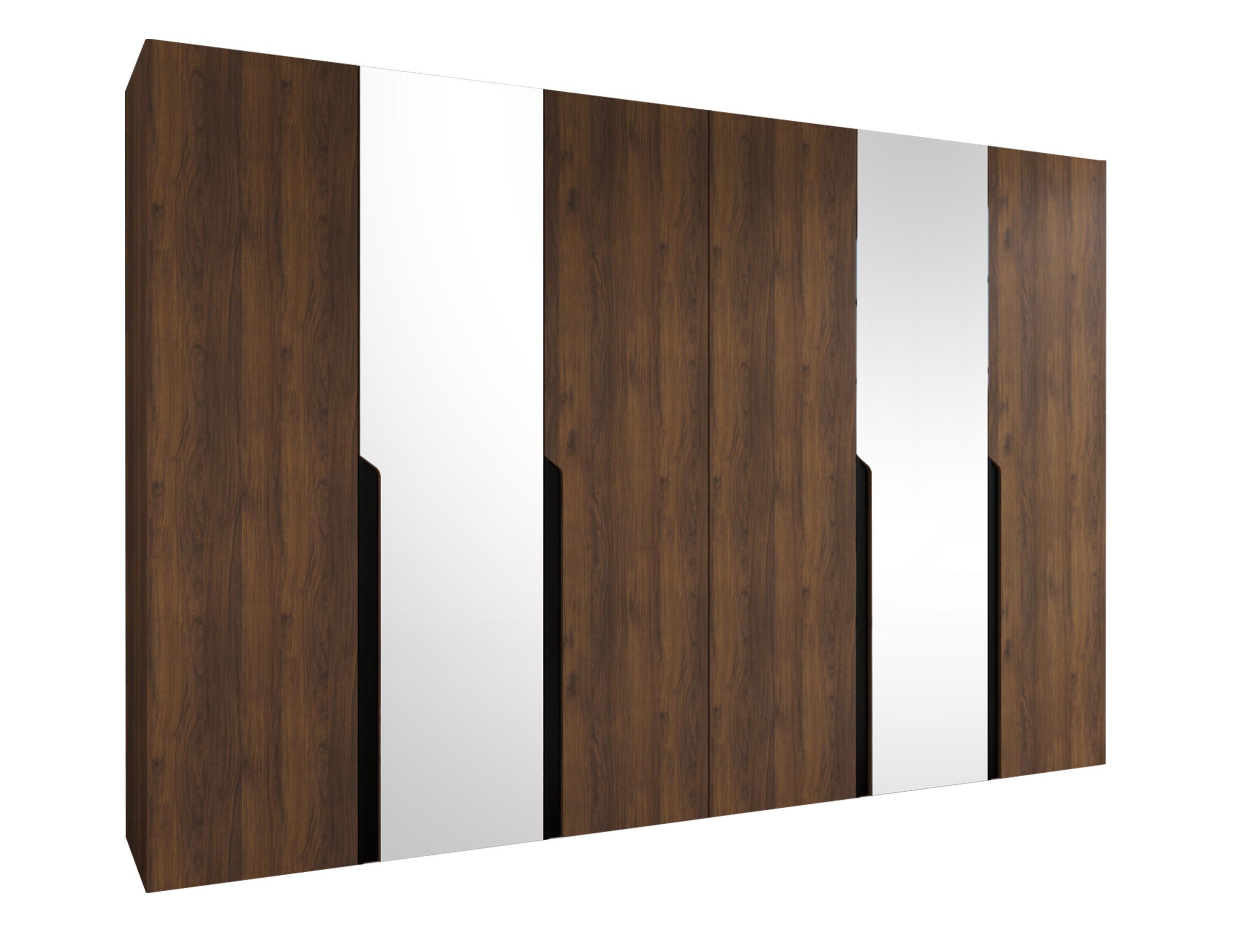 DREHTÜRENSCHRANK Mila II 300 - Nussbaumfarben/Schwarz, Holzwerkstoff/Kunststoff (300/202/52cm) - MIRJAN24