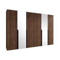 DREHTÜRENSCHRANK Mila II 300 - Nussbaumfarben/Schwarz, Holzwerkstoff/Kunststoff (300/202/52cm) - MIRJAN24