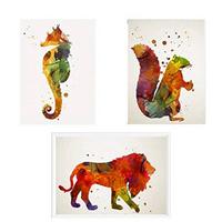 POSTER Set Mit 3 Tiere, Land- Und Meertiere A3 Rahmenlos - Klar, Papier (29.7/5/42cm) - Nacnic