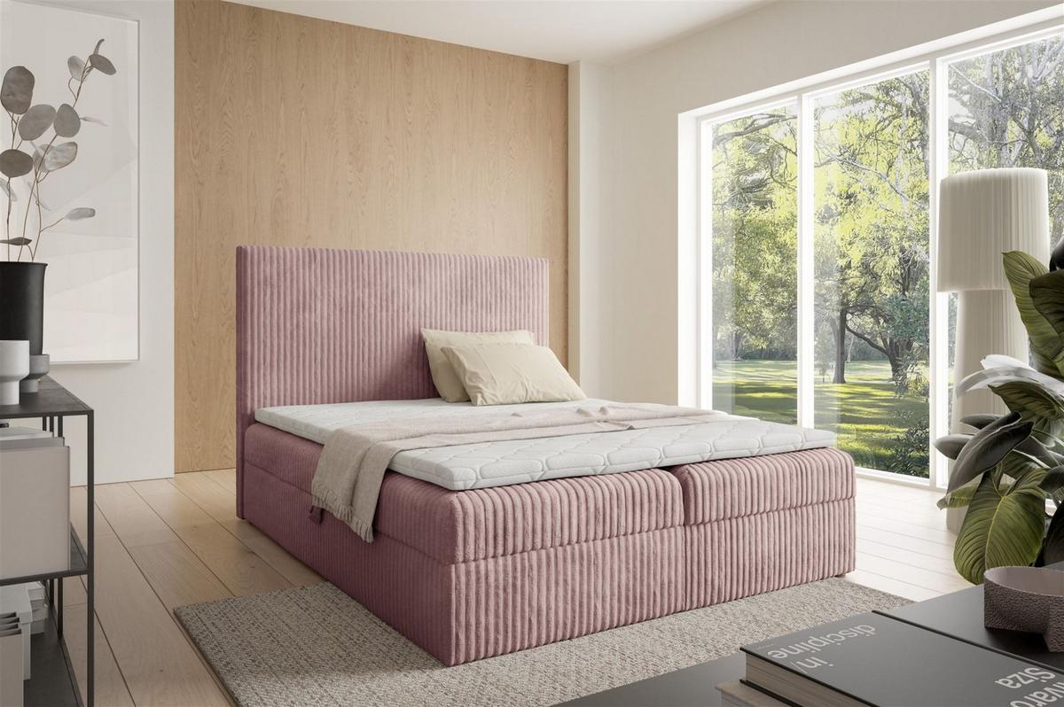 BOXBETT Arnau - Rosa, Holzwerkstoff/Textil (160/200cm) - Fun Möbel