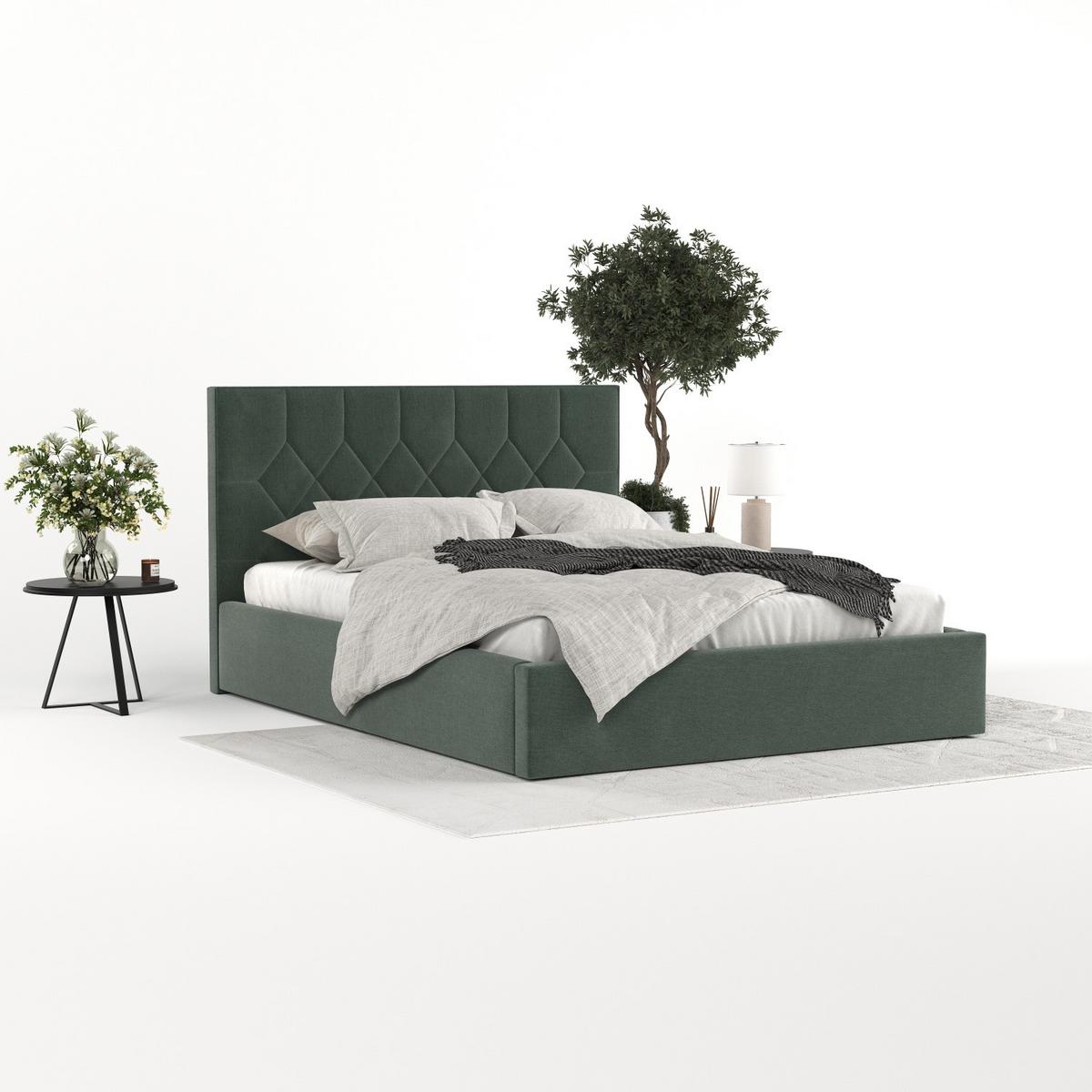 POLSTERBETT Brisa 140/200 cm Grün im Asti Stoff - Schwarz/Naturfarben, Holz/Holzwerkstoff (140/200cm) - AltaBeds