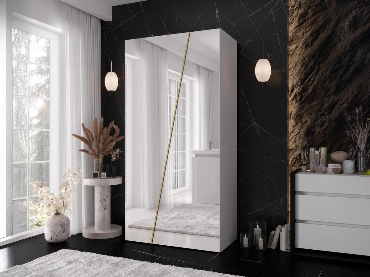 DREHTÜRENSCHRANK Zen 2L 100 cm - Goldfarben/Schwarz, Holzwerkstoff/Kunststoff (100/202/50cm) - MIRJAN24