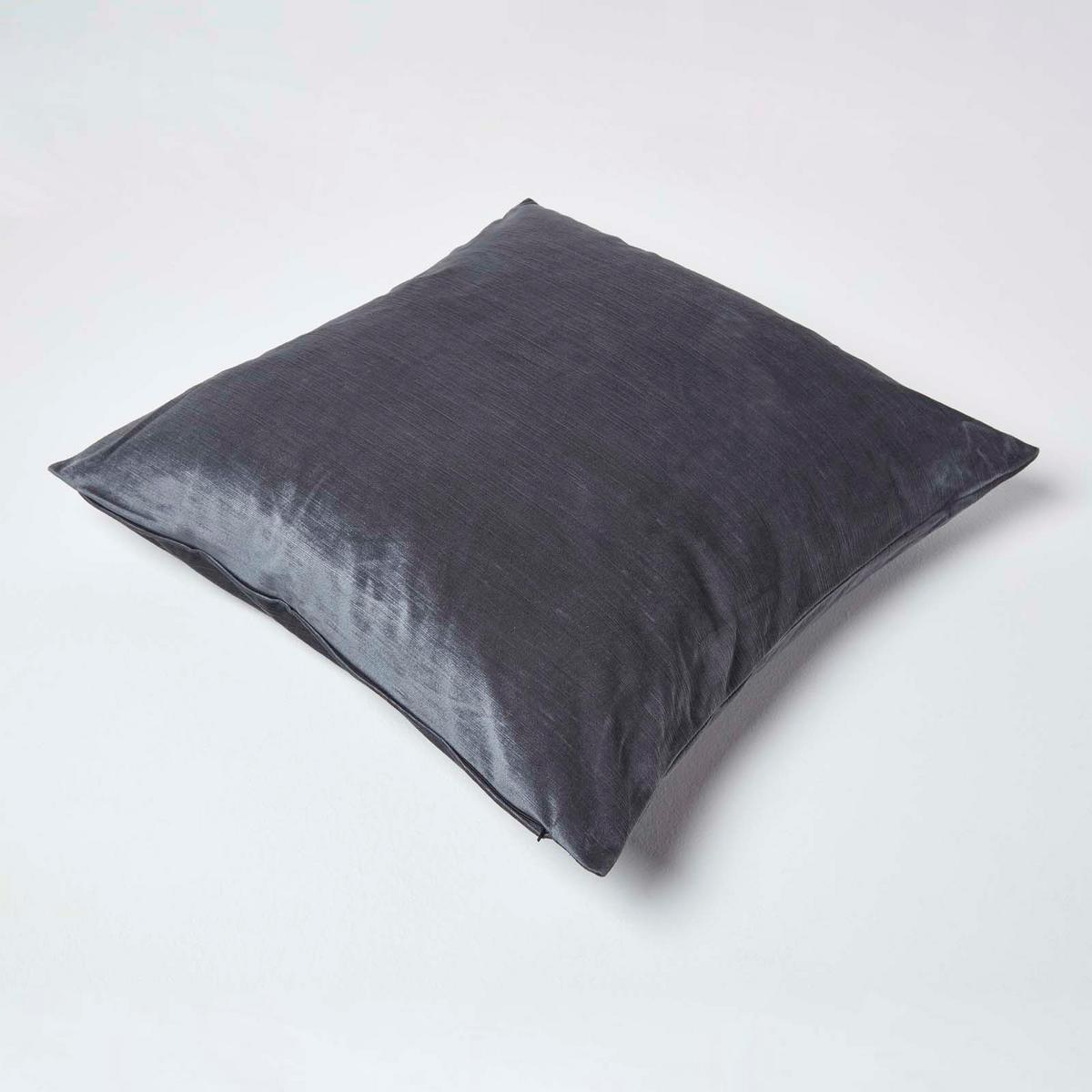 KISSENHÜLLE Samt grau 60/60 cm - Dunkelgrau, Textil (60/60cm) - Homescapes