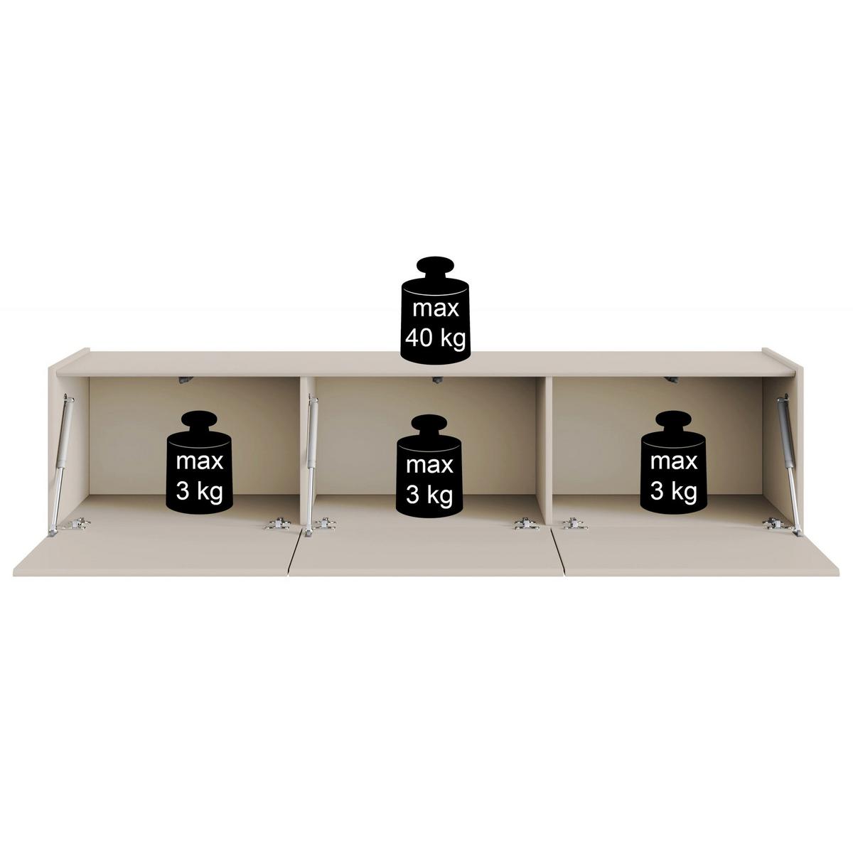 TV-LOWBOARD Magro 2-türig hängend oder stehend, Kaschmirgrau, 180 cm - Taupe, Holzwerkstoff (180/46.2/39cm) - Selsey