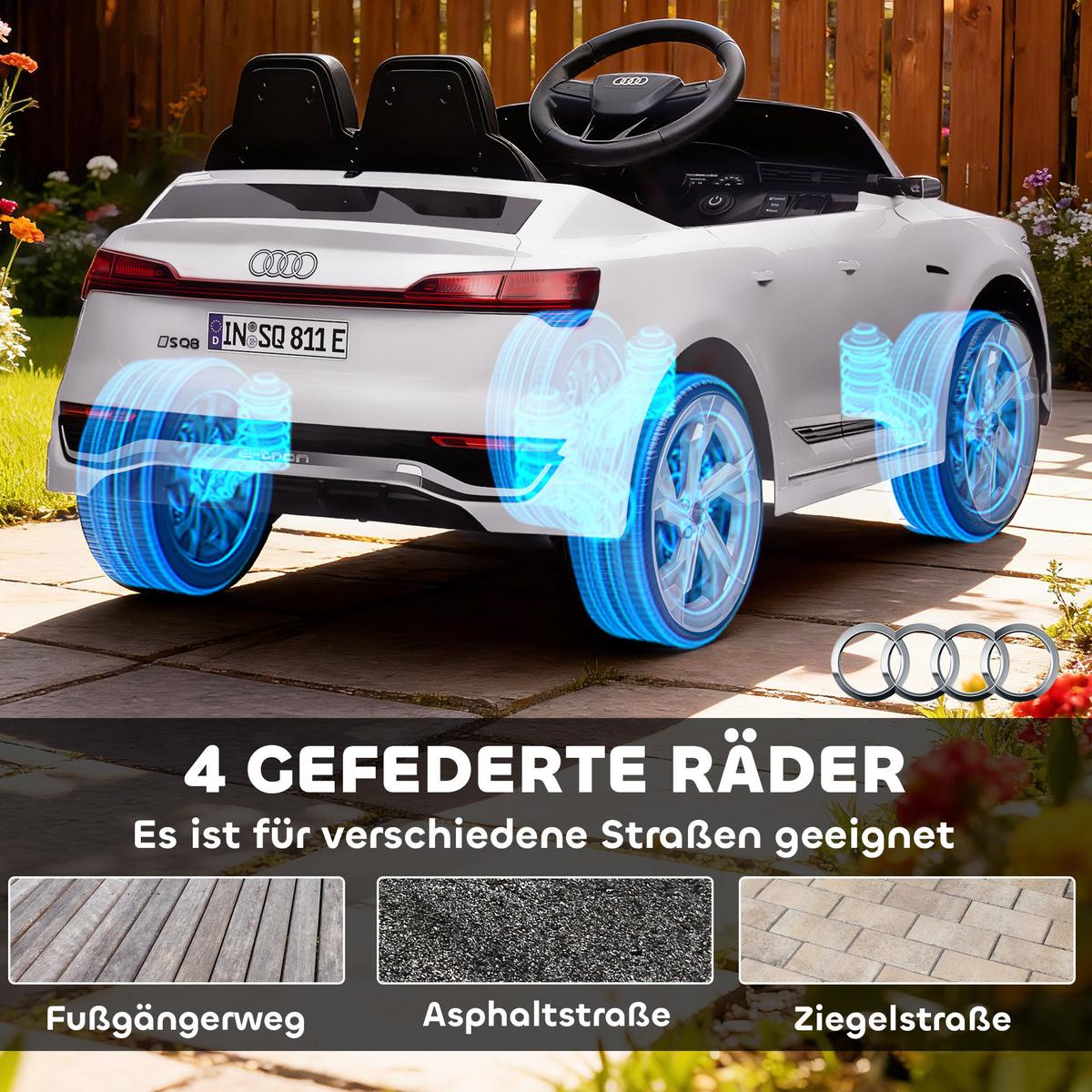 KINDER Elektroauto 12V Kinderauto mit 2,4G Fernbedienung, MP3 Musik & Hupe - Weiß, Kunststoff (98/49.5/43cm) - AIYAPLAY