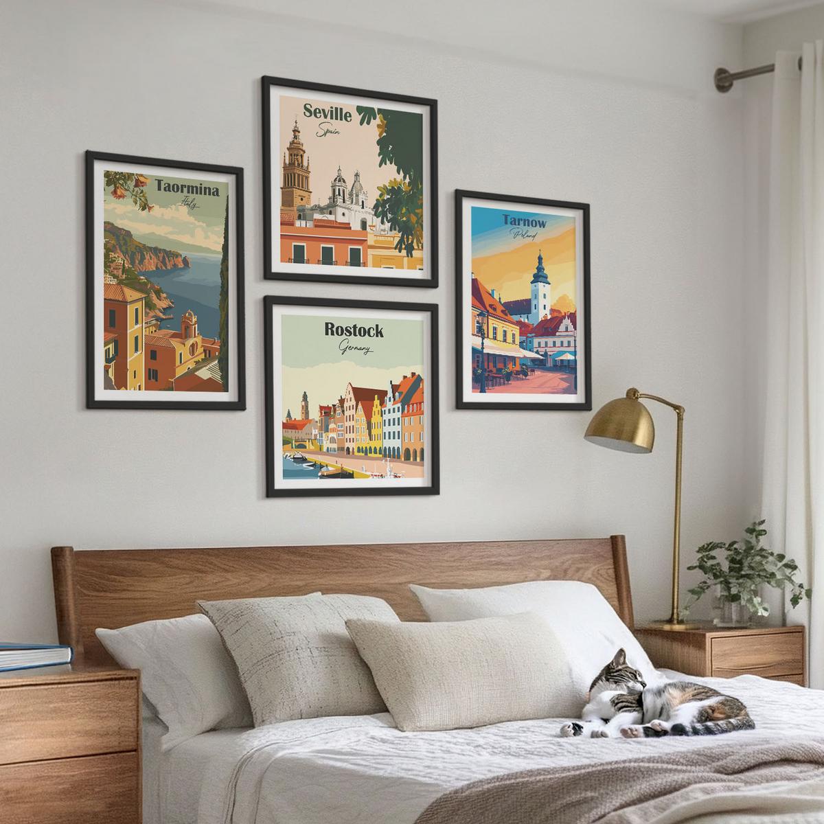BILDER SET 4er Set - 50x50 cm & 40x60 cm Schwarzer Rahmen - Architektur der Küstenstädte - Schwarz, Kunststoff (50/50cm) - TULUP