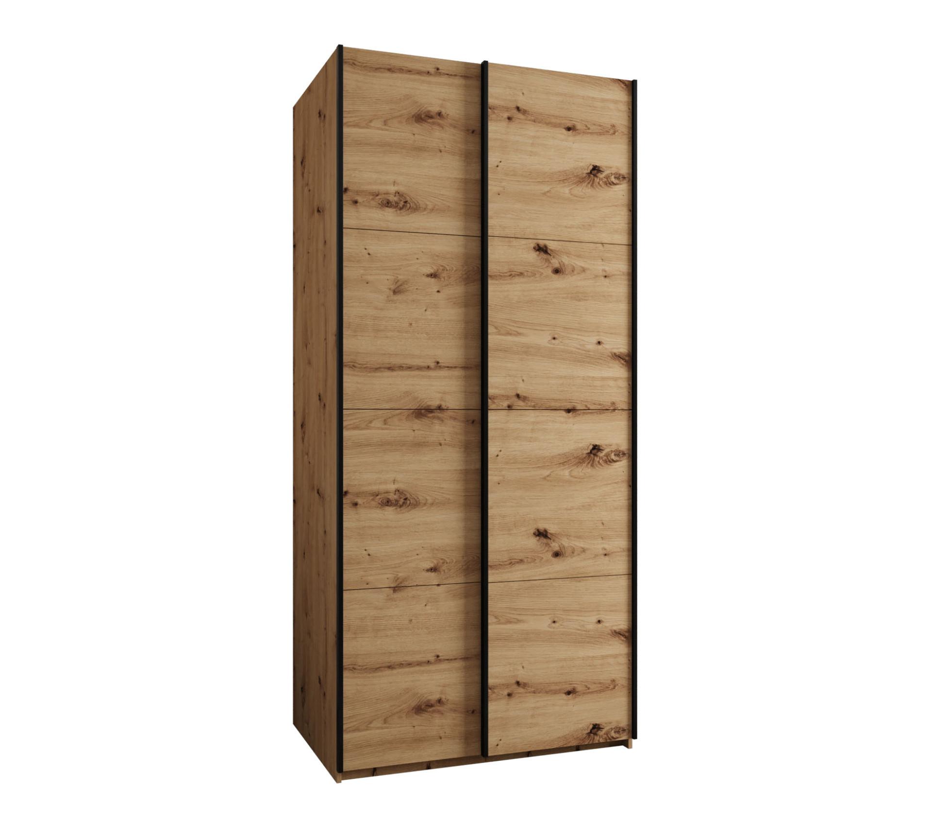 SCHWEBETÜRENSCHRANK 245,5/110/64 2-türig - Schwarz/Eiche Artisan, Holz/Metall (110/245/64cm) - Abiks Möbel