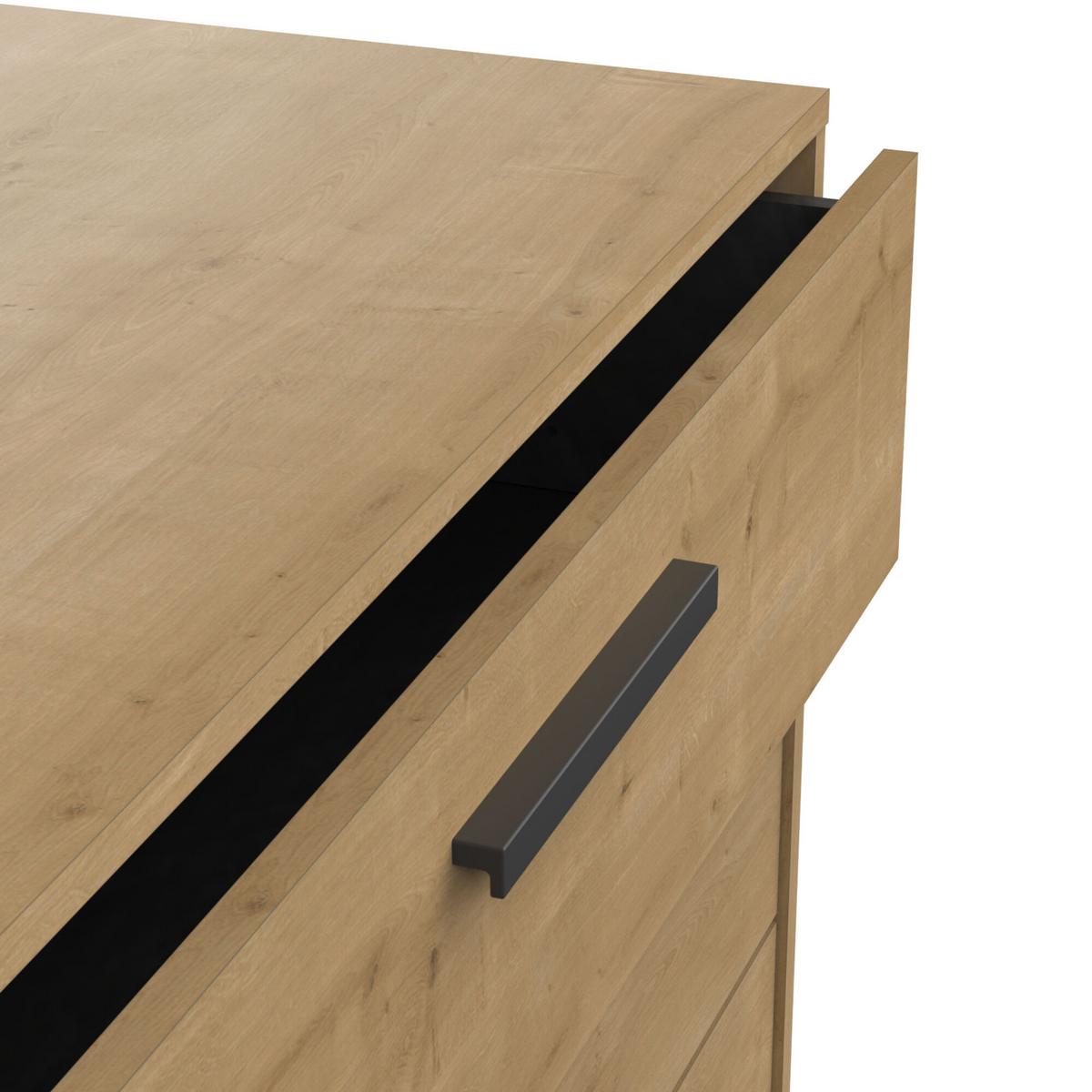 KOMMODE mit 3 Schubladen, in einem Dekor aus Eiche und mattem Schwarz Craft - L90,7 cm - Beige/Schwarz, Holzwerkstoff (39.6/74.6/98.5cm) - Demeyere