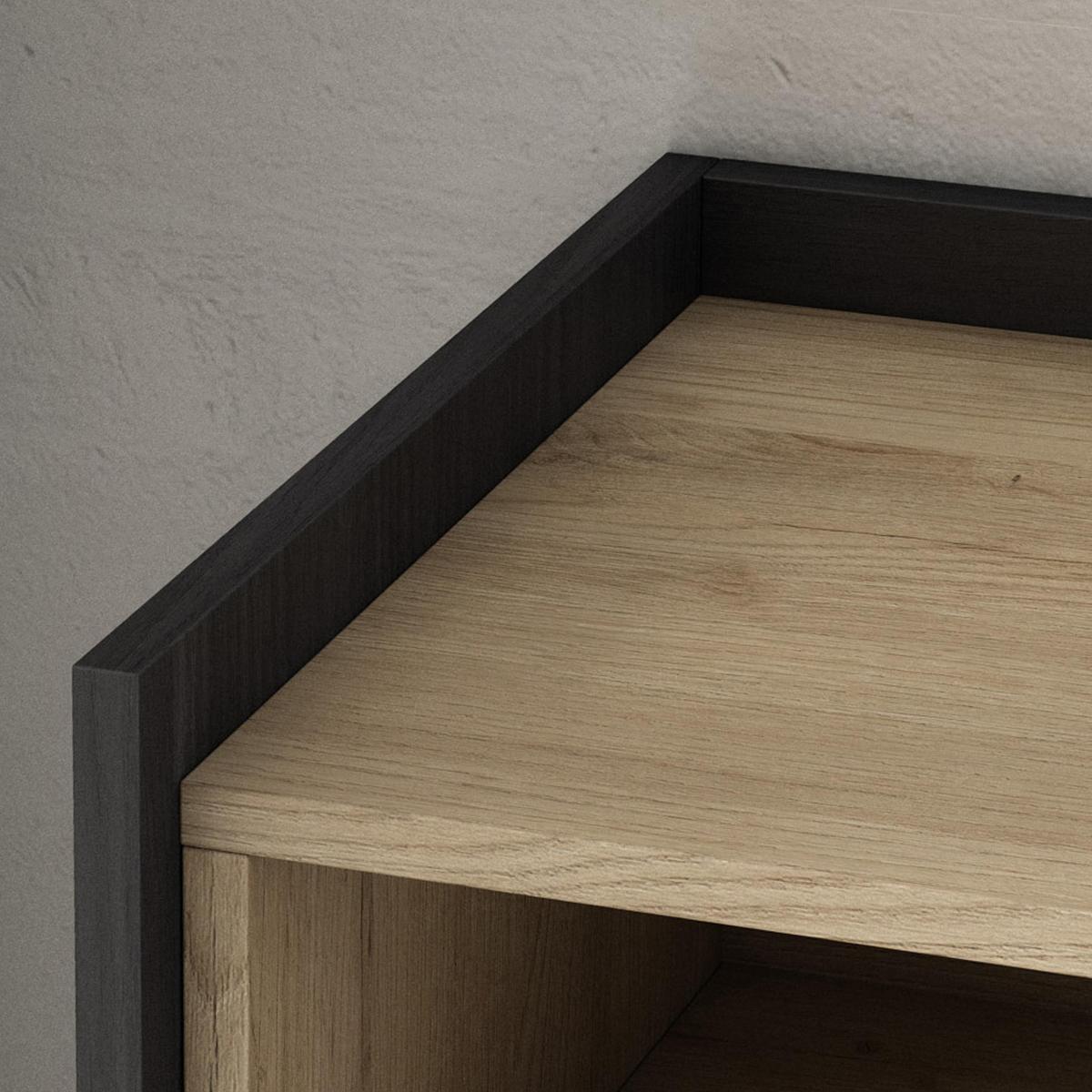LOWBOARD, Eiche und Schwarz, Hängend, 309/35/50cm - Braun, Holzwerkstoff (310/50/35cm) - Skraut Home