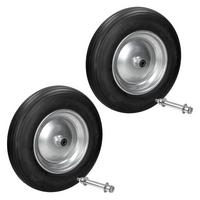 SCHUBKARRENRAD 2er Set mit Achse - Schwarz, Metall (8/35/35cm) - ECD-Germany