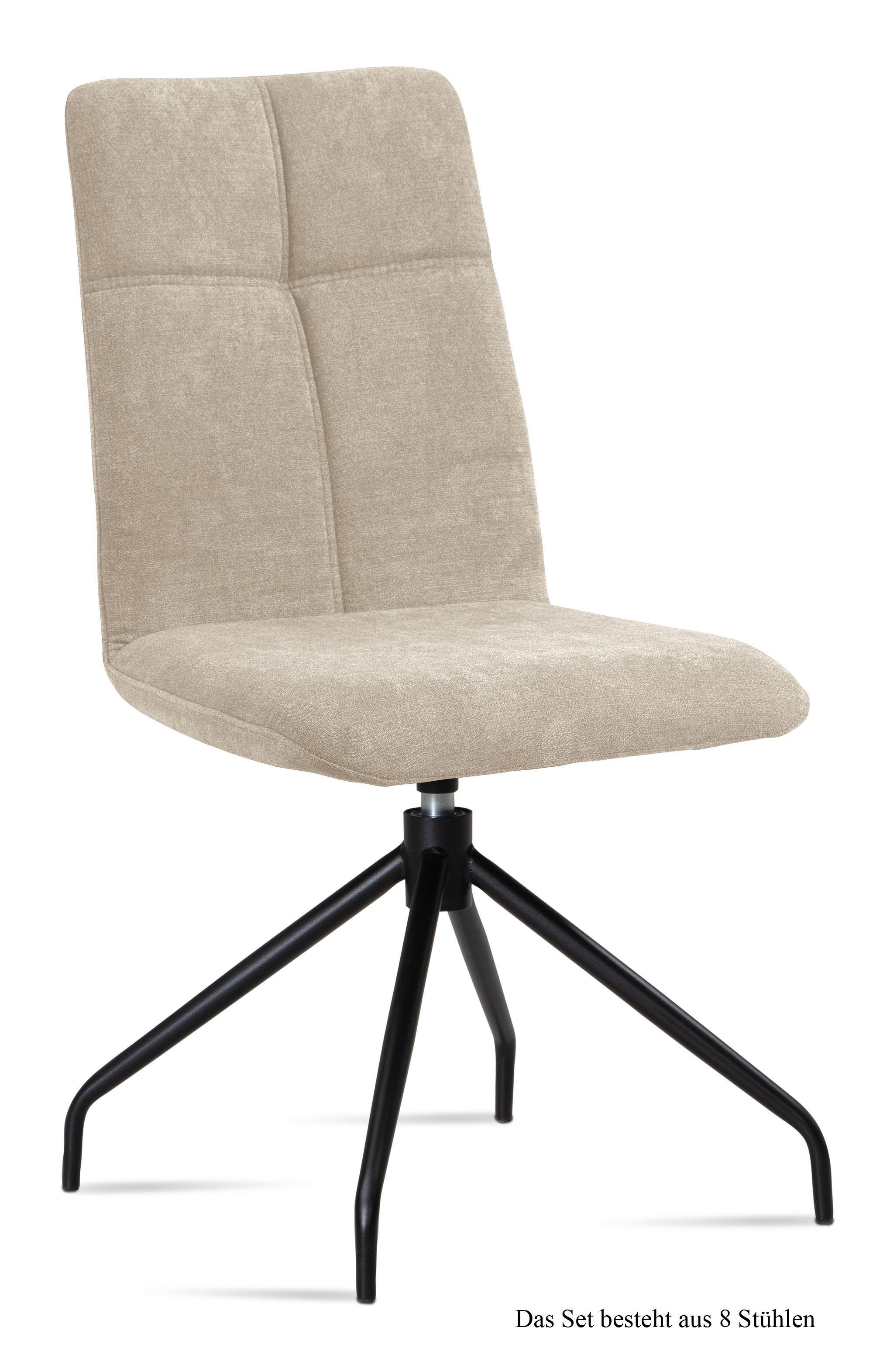 ESSZIMMERSTUHL drehbar (8er-Set) Dniren 47x92x60 Schwarz/Natur - Schwarz/Naturfarben, Kunststoff (60/92/47cm) - 58aufmkessel