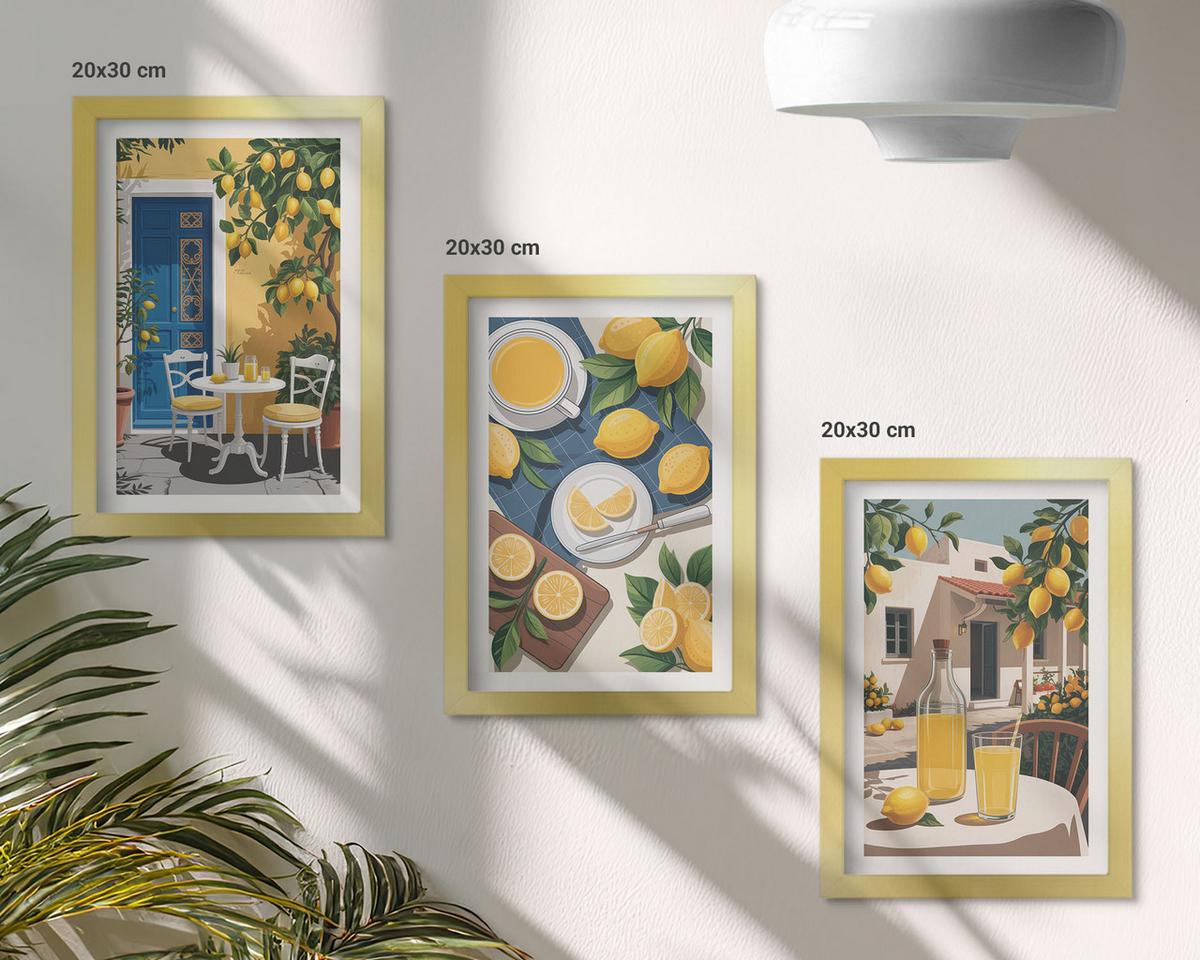 BILDER SET 3er Set - 20x30 cm Goldrahmen - Patio Sun Limonade - Goldfarben, Kunststoff (20/30cm) - TULUP