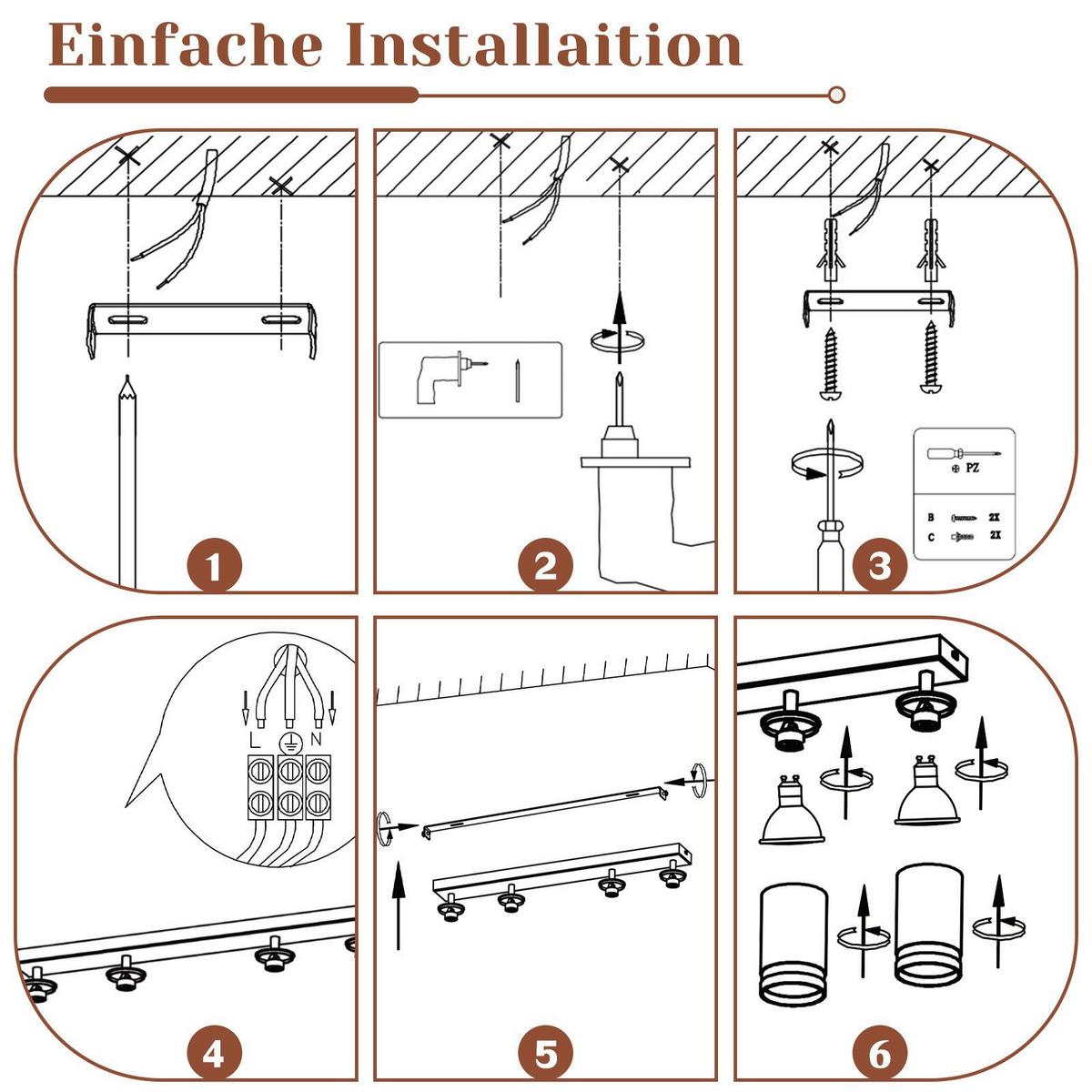 DECKENSTRAHLER Achim 4-flammig 58/5/17 cm - Weiß, Metall (58/5/17cm) - Nettlife