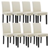 POLSTERSTÜHLE (8er-Set) - Creme, Holz (42/90/48cm) - [en.casa]