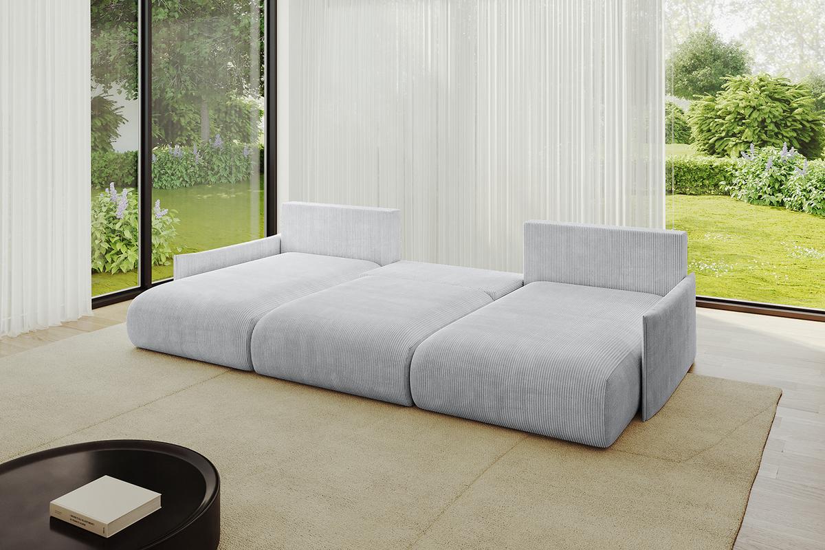 WOHNLANDSCHAFT mit Schlaffunktion und Bettkasten ONESK-U-v1 317x177x72 Grau Cord - Grau, Holzwerkstoff/Kunststoff (317/72/177cm) - ALTDECOR