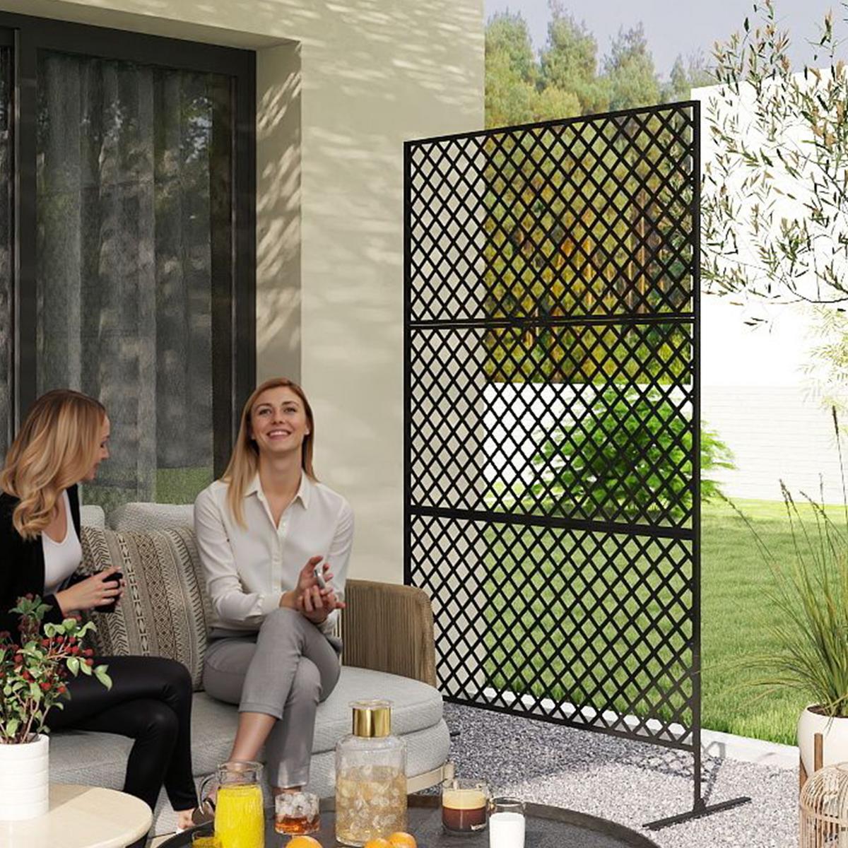 RAUMTEILER 3-teilig 122x 198 cm - Schwarz, Metall (45/198cm) - Outsunny