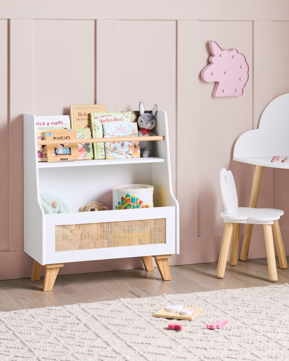 BÜCHERREGAL mit 2 Ebenen 72 cm Weiß Jackit - Hellbraun, Holzwerkstoff (60/72/30cm) - Beliani